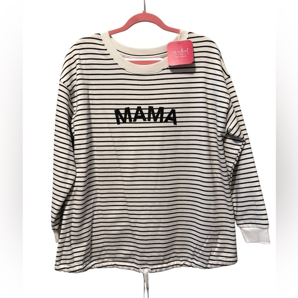 Women's Tie Waist Maternity Sweatshirt - Isabel Maternity -White/Black. Large - Picture 3 of 11